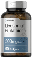 Horbaach Liposomal Glutathione softgels bottle for convenient daily antioxidant support.