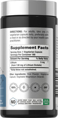 Horbaach Lithium Orotate capsules close-up highlights quick-release formula for daily use.