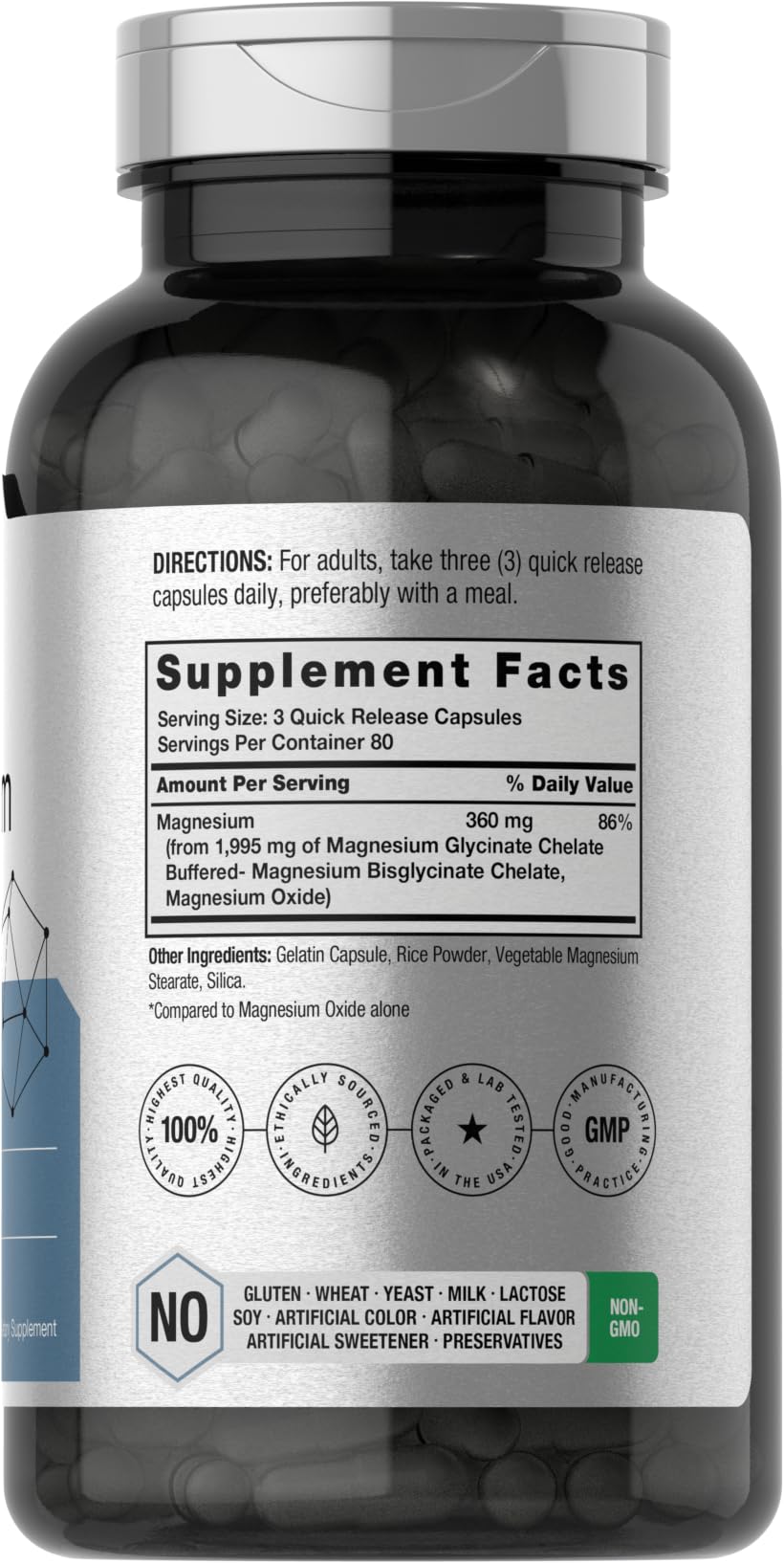 Horbäach magnesium bisglycinate capsules close up highlighting absorption