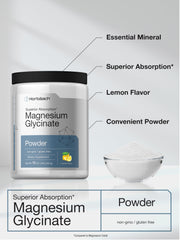 Horbäach Magnesium Glycinate Lemon Powder dissolving in water for quick blend