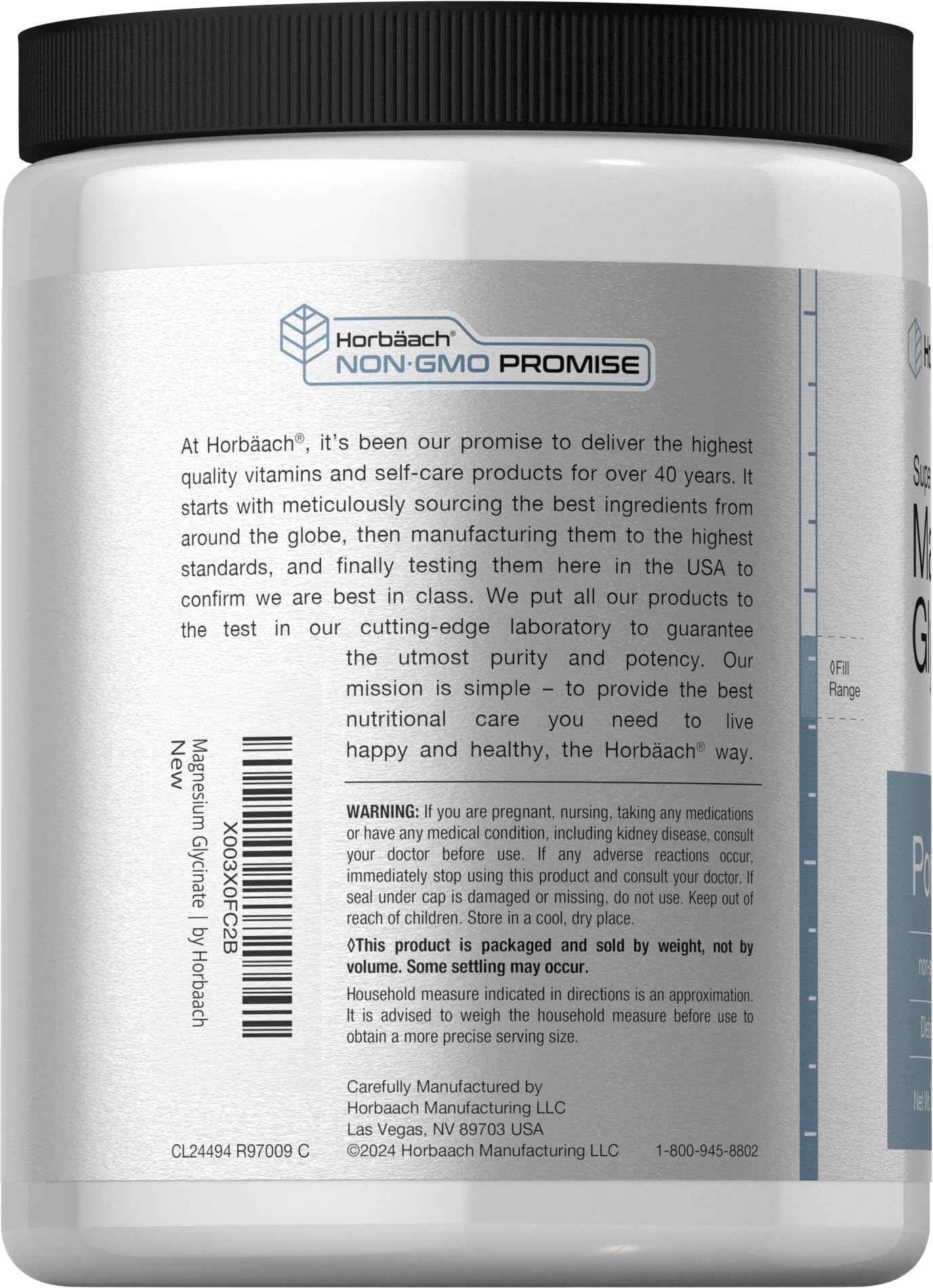 Horbäach Magnesium Glycinate Lemon Powder scoop included for precise dosing