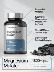 Horbäach Magnesium Malate 1800mg coated caplets display for daily minerals support.