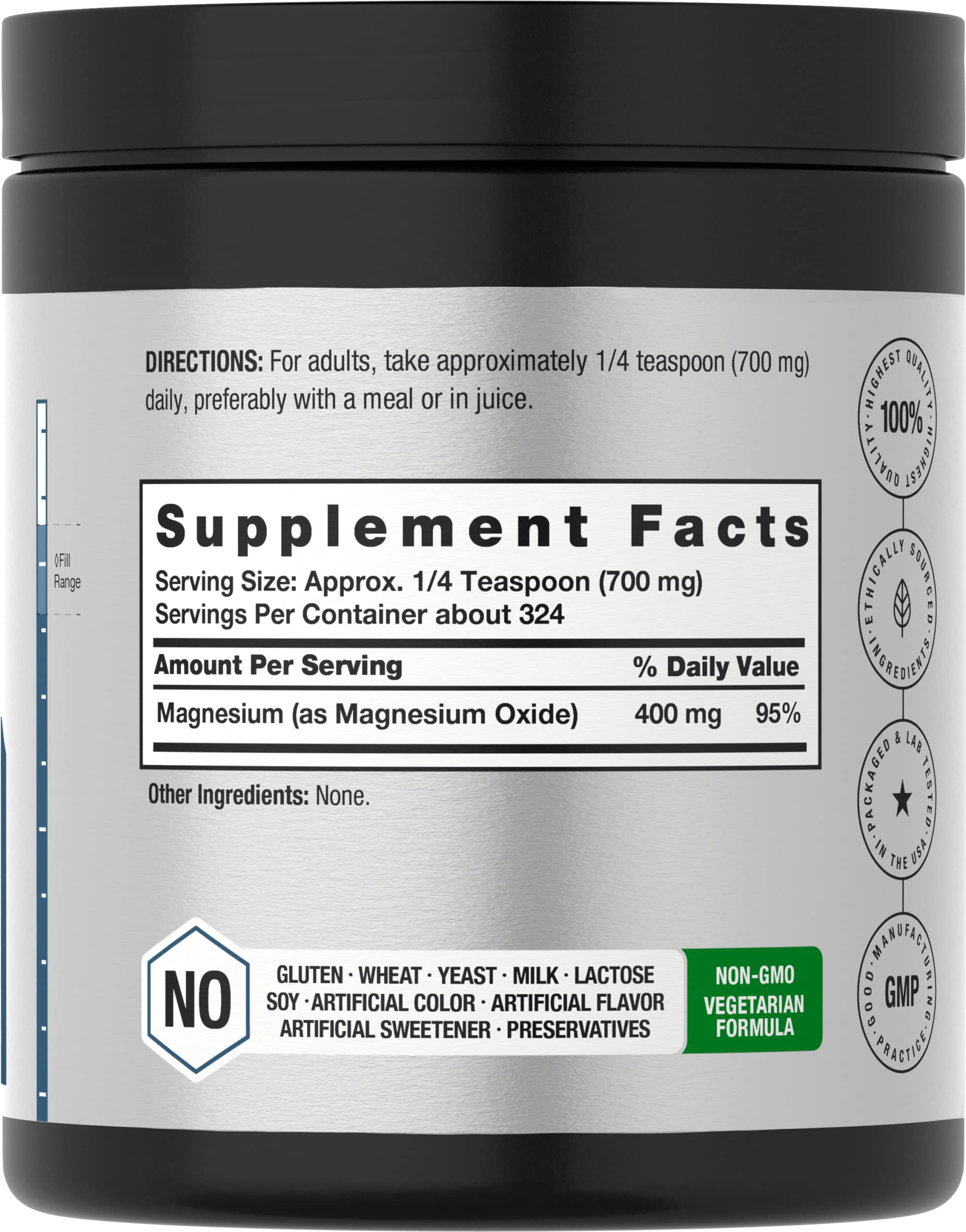 Horbäach Magnesium Oxide Powder serving scoop ready for easy dosing and mixing.