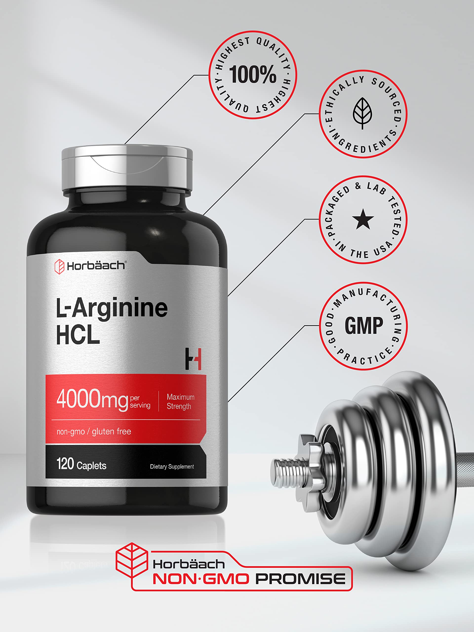 Horbaach manufacturing quality control scene for L-Arginine 4000mg