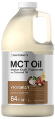 Horbäach MCT oil 64 oz bottle pour into coffee for keto blends