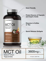 Horbäach MCT Oil Pills caprylic-capric acids label shows high caprylic content.