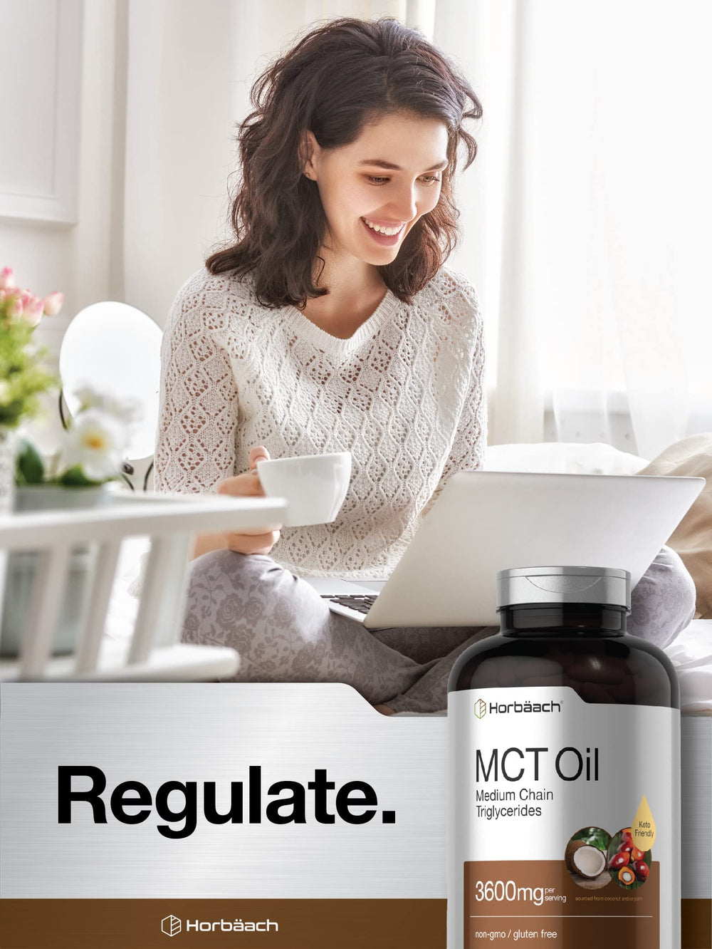Horbäach MCT Oil Pills lab-tested seal visible on packaging.