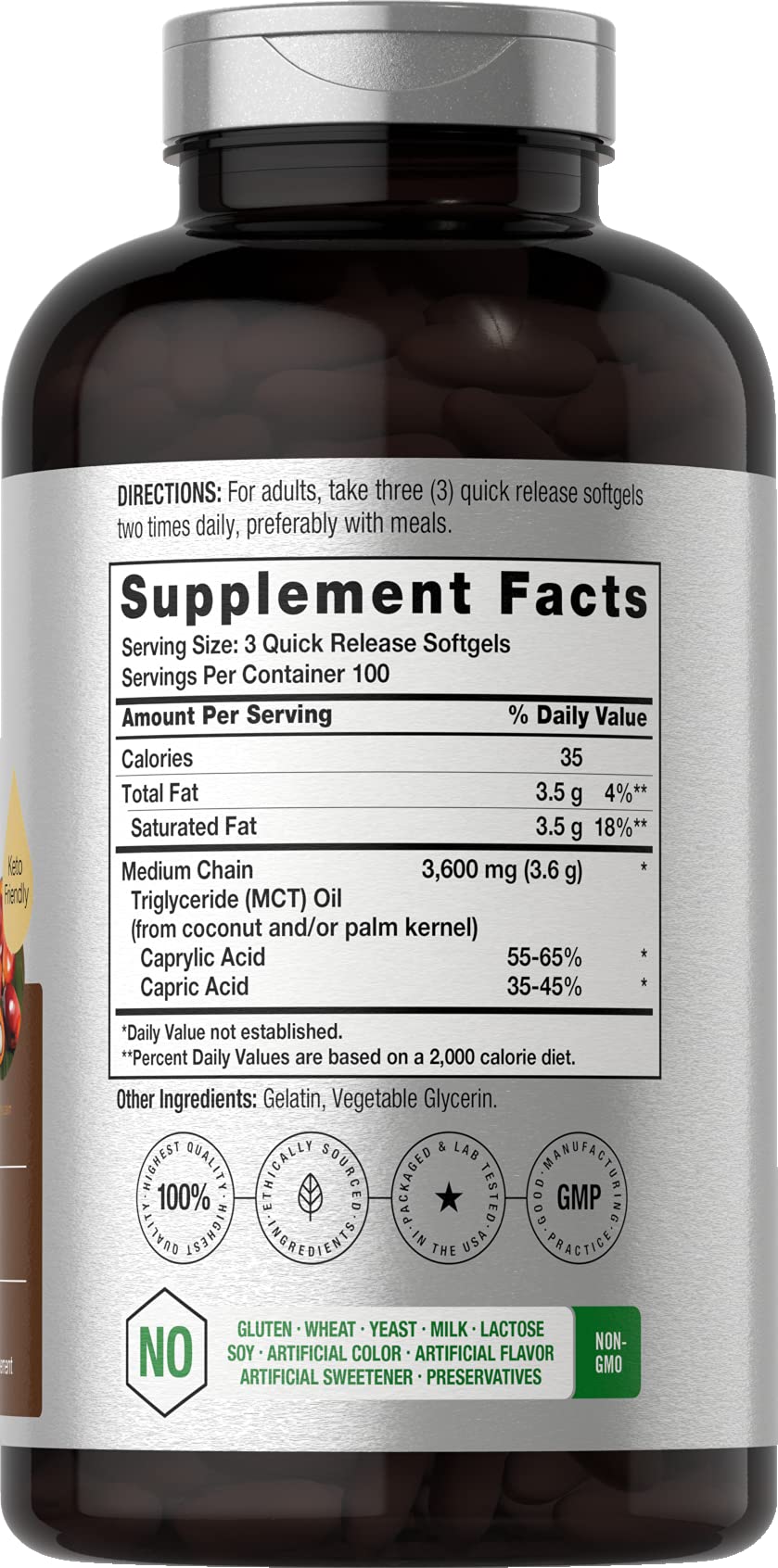 Horbäach MCT Oil Pills softgels shown for quick, convenient energy on the go.