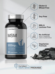 Horbäach MSM bottle label nutrition panel with calcium addition.