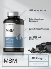 Horbaach MSM capsules closeup emphasizes quick-release capsules for easy use.