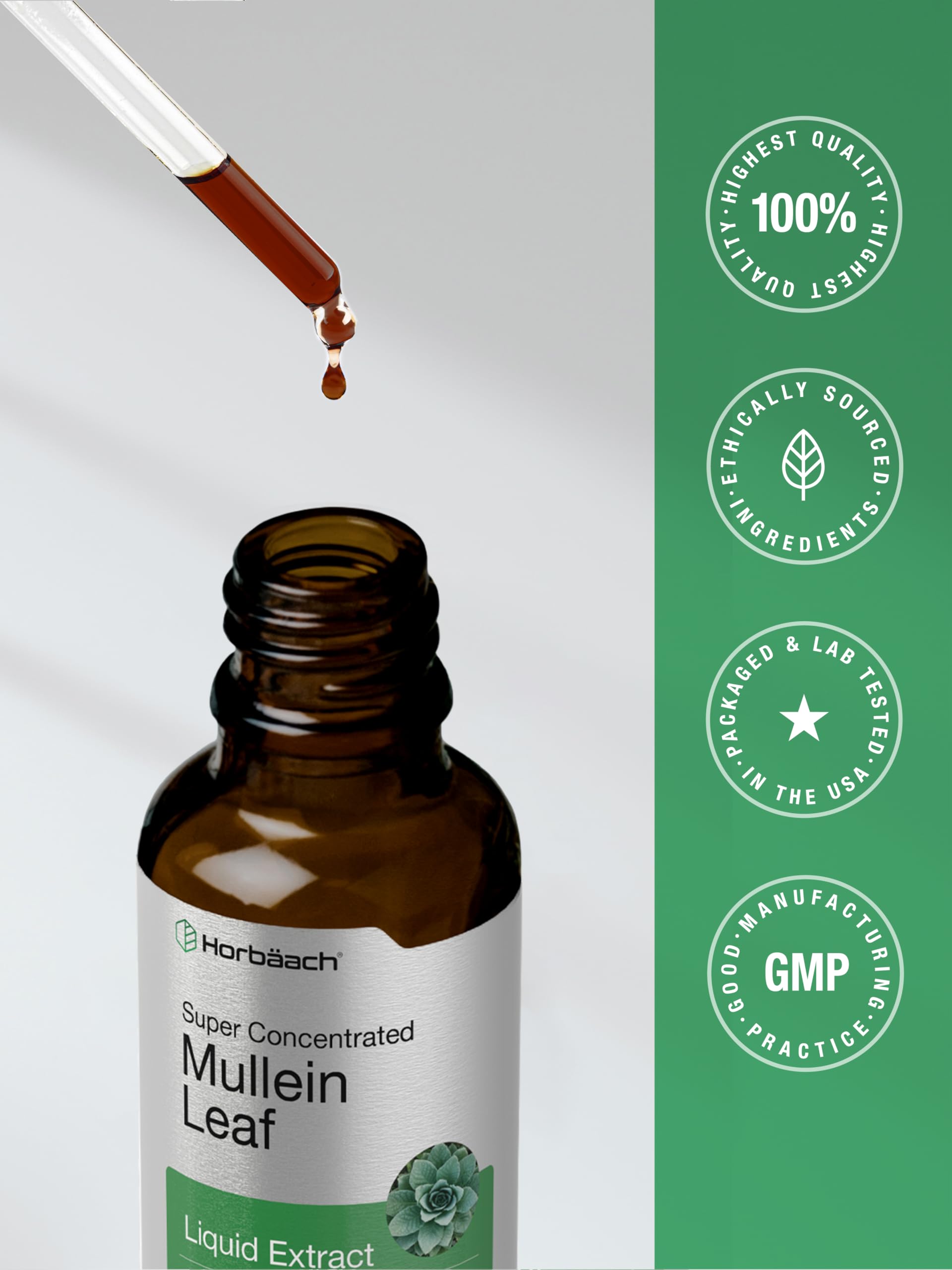 Horbäach Mullein Leaf Extract Drops tincture ready to use on shelf