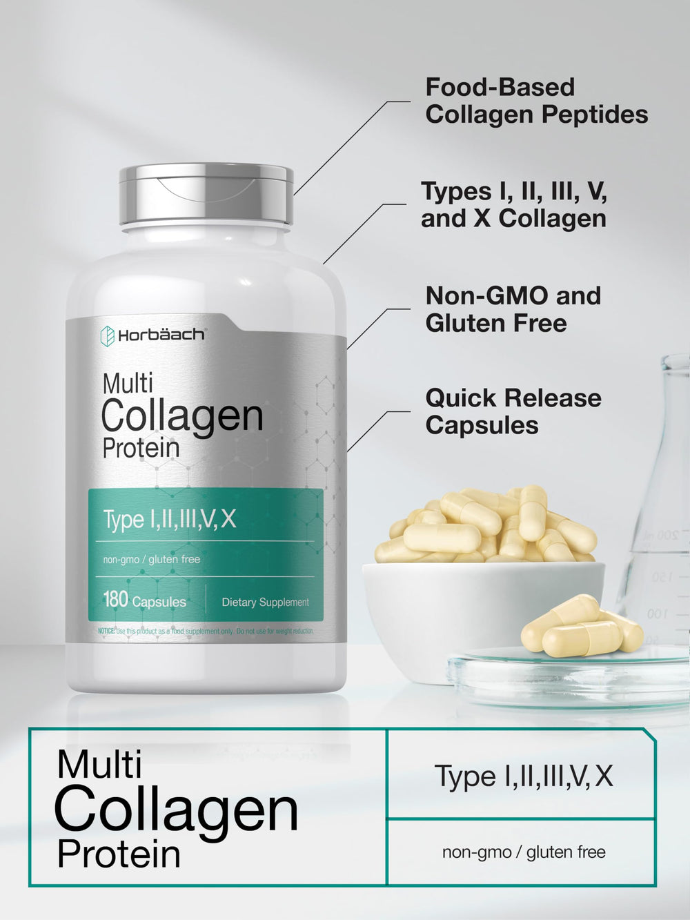 Front packaging emphasizes gluten-free, wheat-free, and dairy-free features