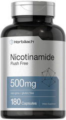 Horbäach Nicotinamide 500mg bottle front view, ideal for daily supplementation.
