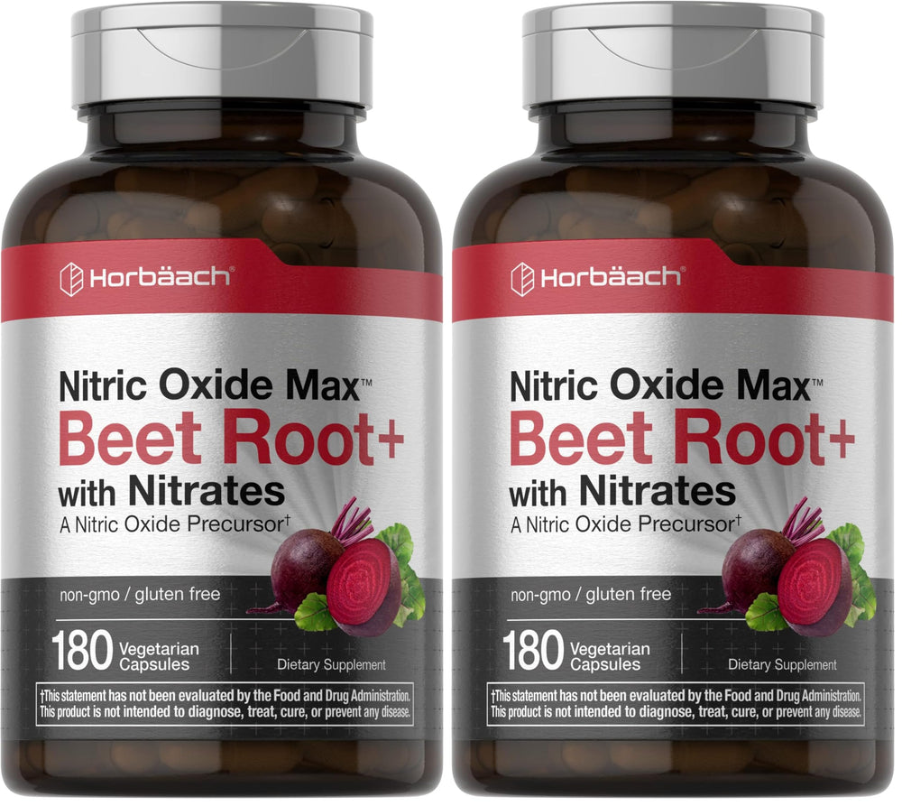 Horbäach Nitric Oxide Beet Root capsules bottle for easy daily use.