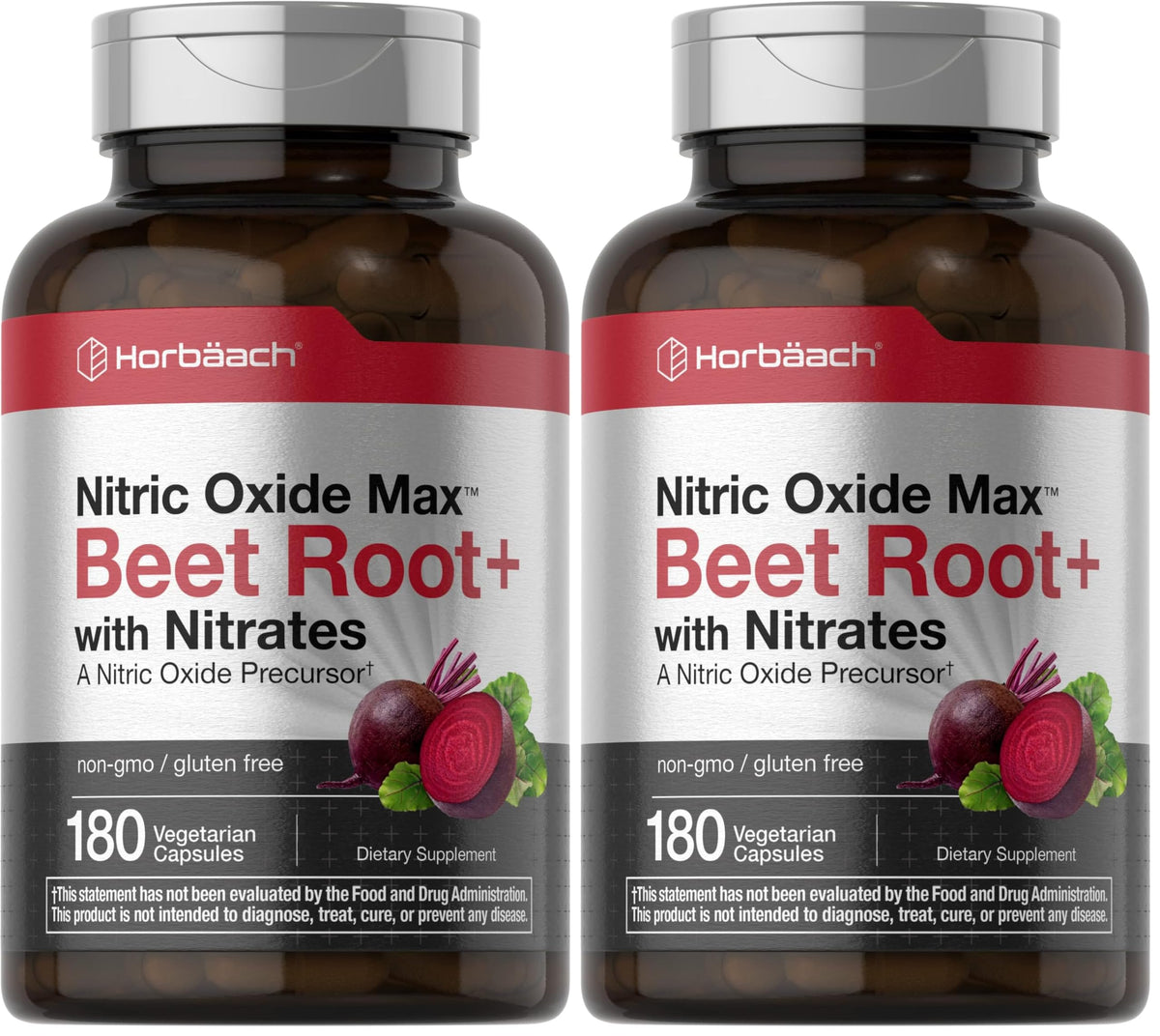 Horbäach Nitric Oxide Beet Root capsules bottle for easy daily use.