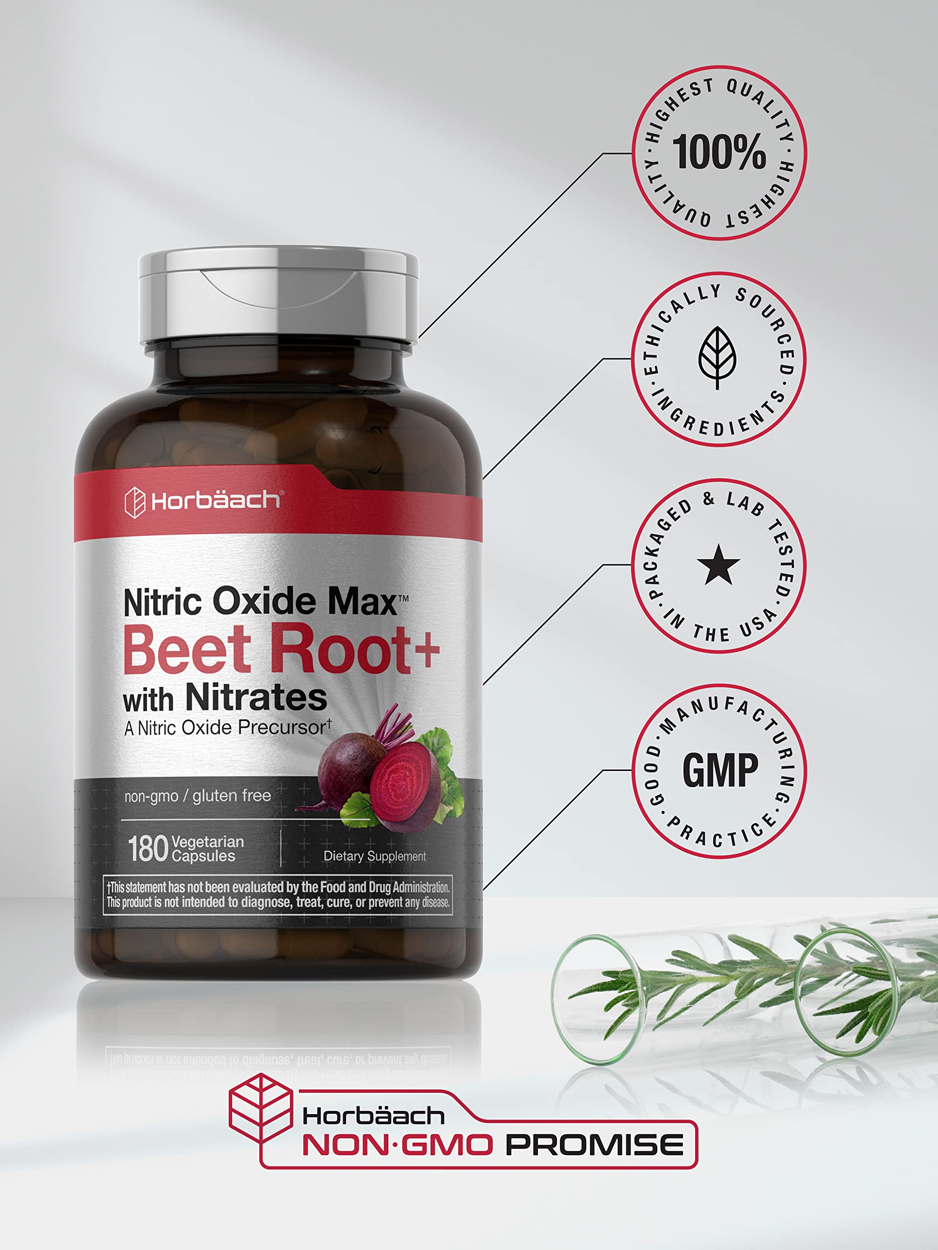 Horbäach Nitric Oxide Beet Root capsules dosage information to plan daily intake