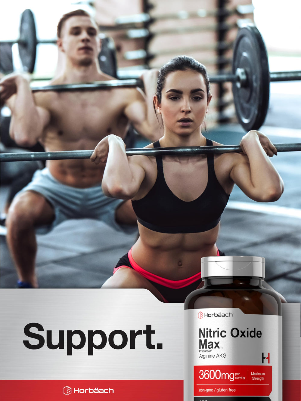 Horbäach Nitric Oxide Max 3600mg packaging closed with label.