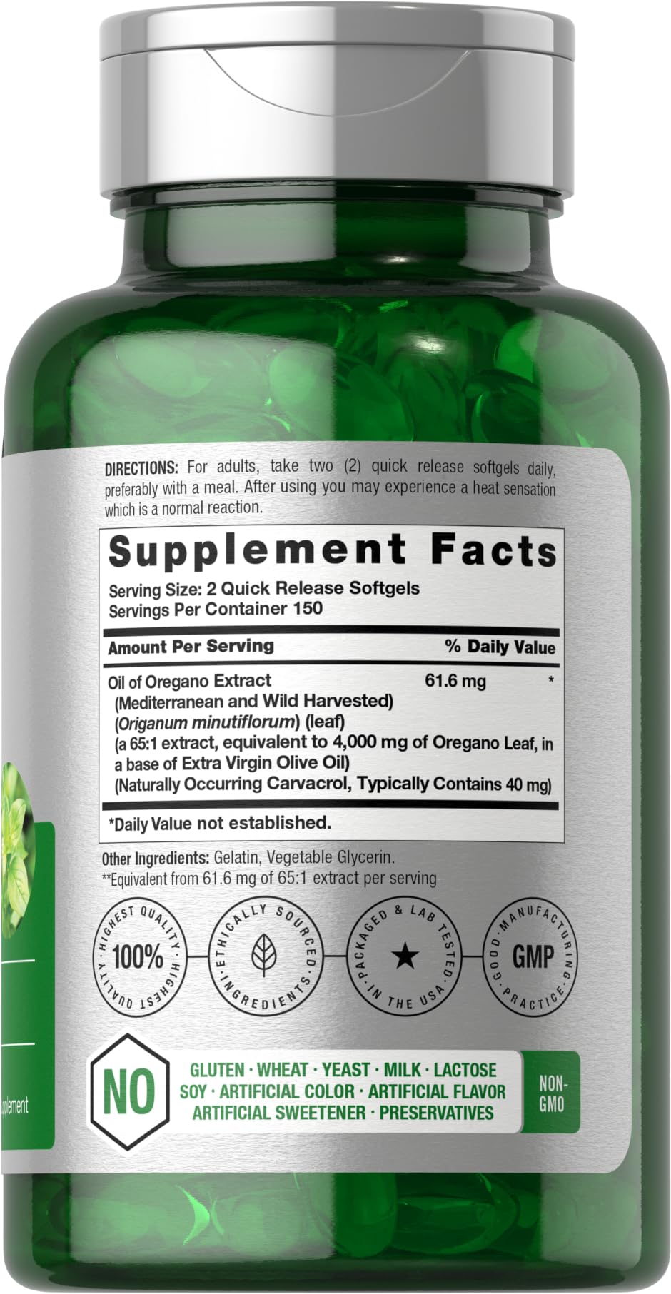 Horbäach Oregano Oil softgel capsules, convenient daily dose on the go
