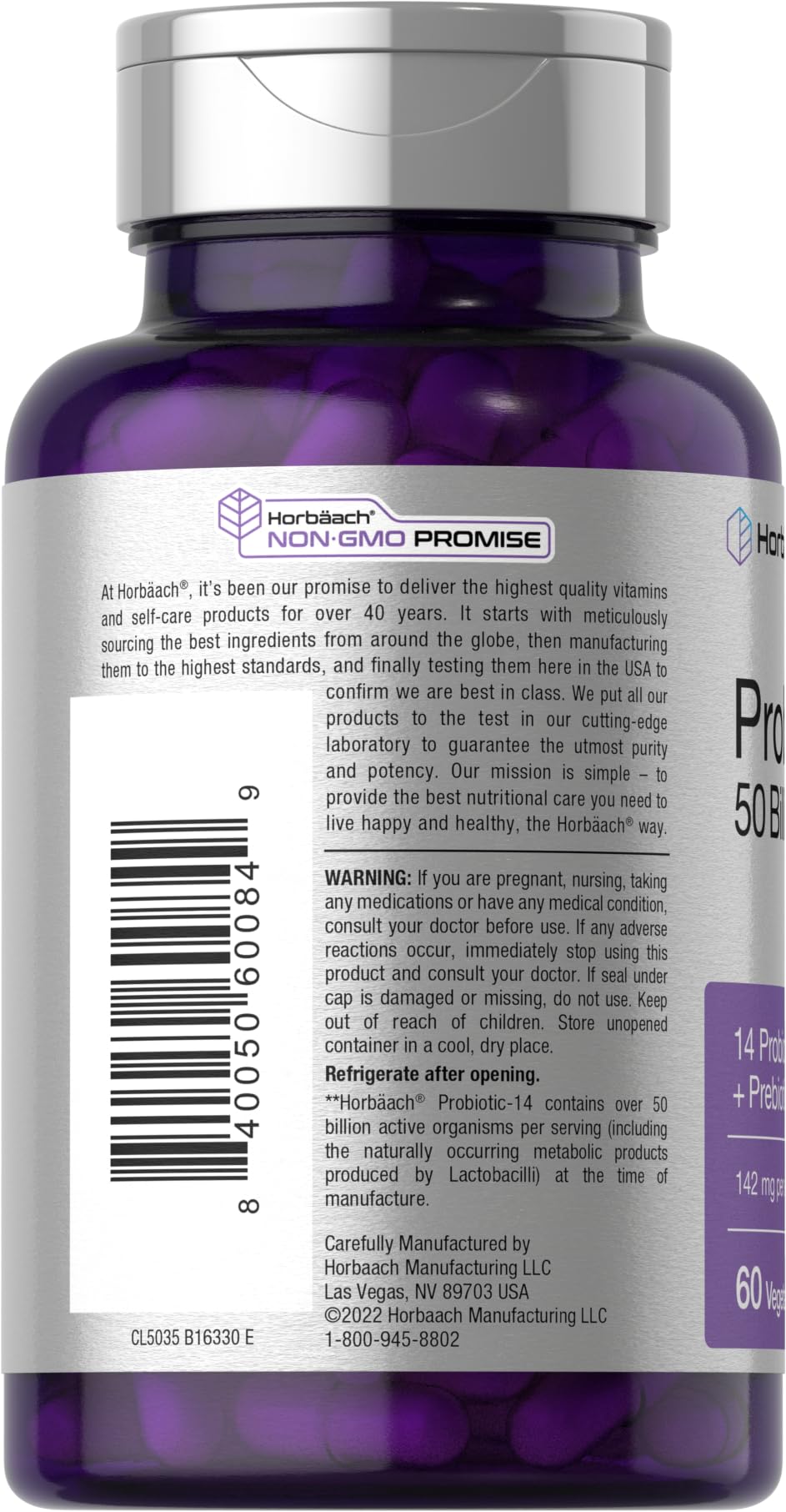 Horbaach Probiotics 50billion active organisms capsules promote digestive resilience