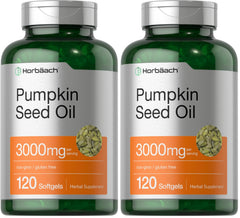 Horbäach pumpkin seed oil bottle front with high potency 3000 mg per serving