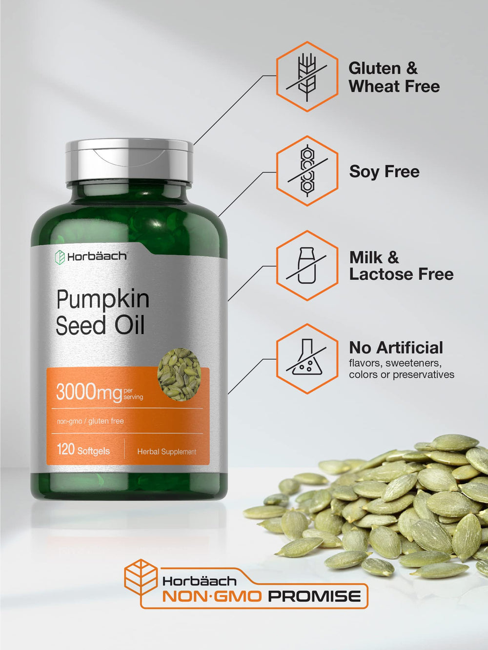 Horbäach Pumpkin Seed Oil bottle pour demonstrates easy serving