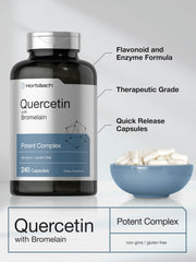 Horbaach Quercetin with Bromelain bottle back with serving size and ingredients