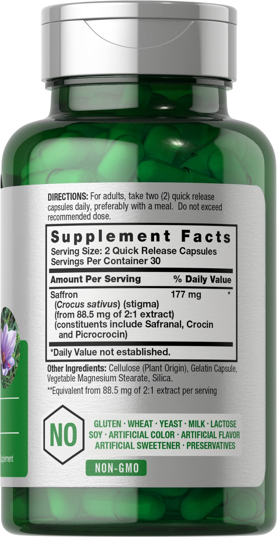 Horbäach Saffron Extract Capsules closeup showing golden capsules and purity