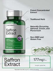 Horbäach Saffron Extract Capsules label front shows ingredient details