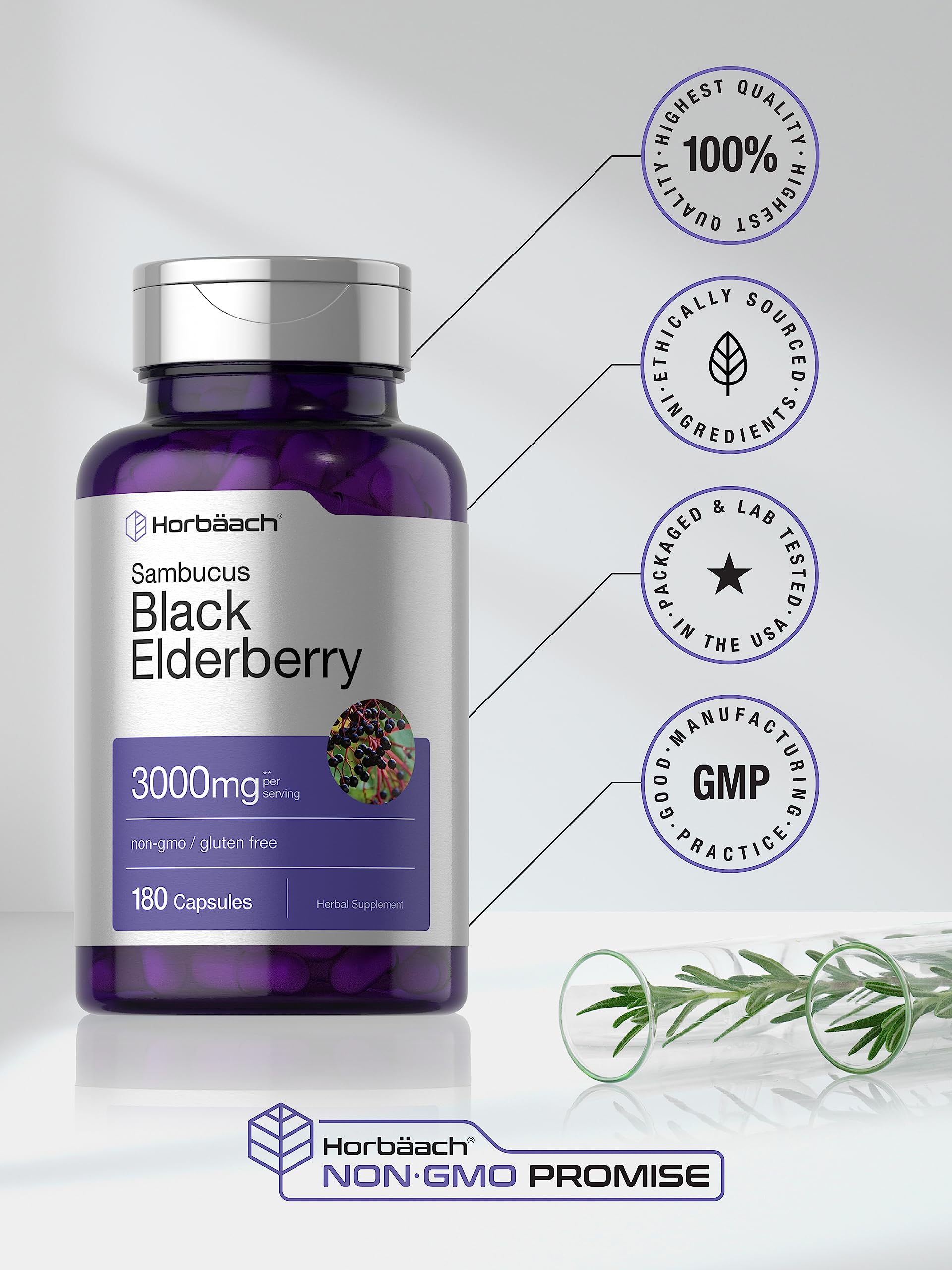 Horbäach Sambucus elderberry extract bottle ready for daily routine