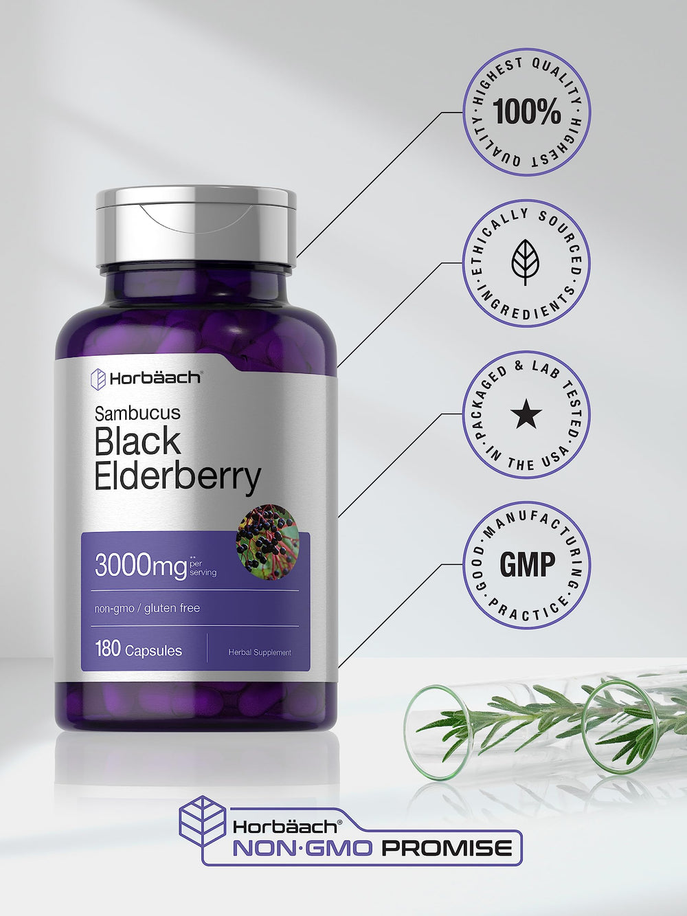 Horbäach Sambucus elderberry extract bottle ready for daily routine