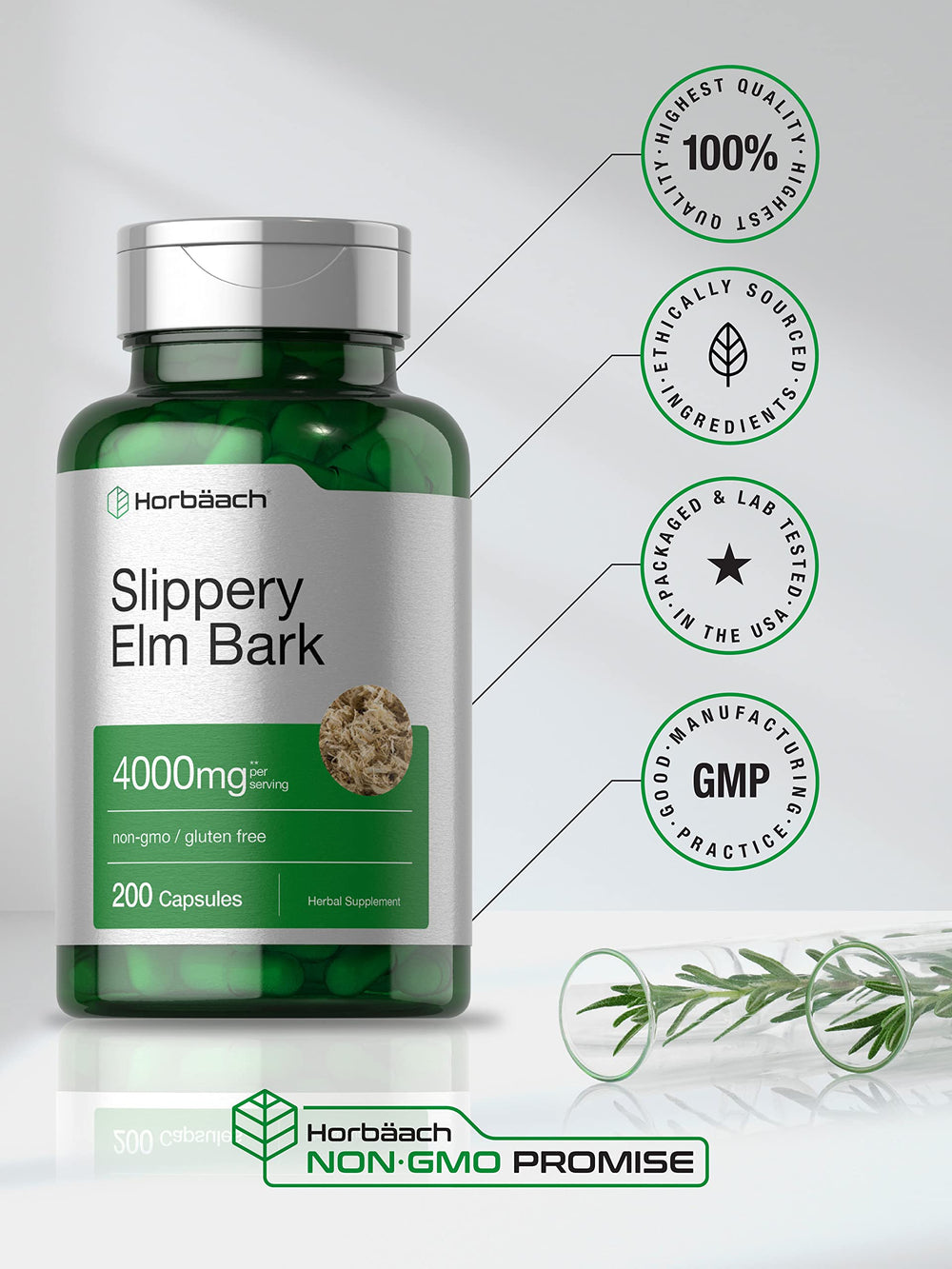 Non-GMO seal signals trusted, pure Horbäach ingredients for wellness routines.
