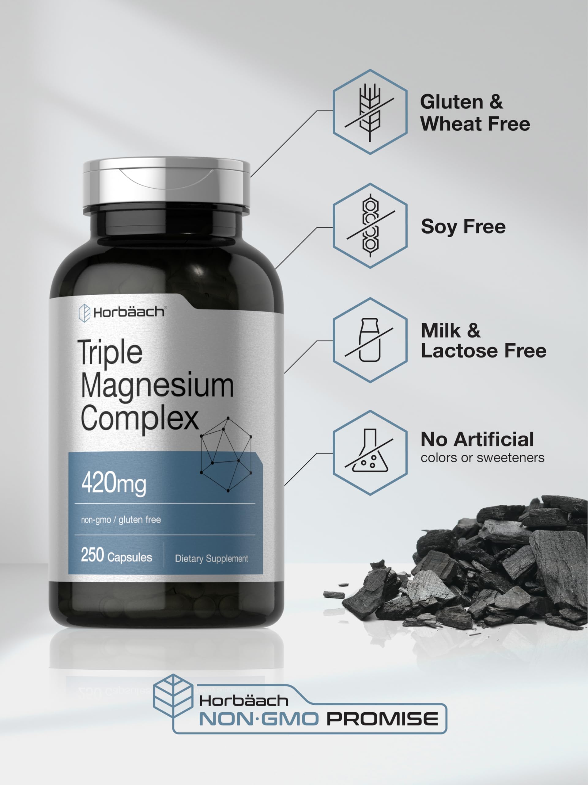 Horbäach label detail showing magnesium oxide, citrate, and aspartate.