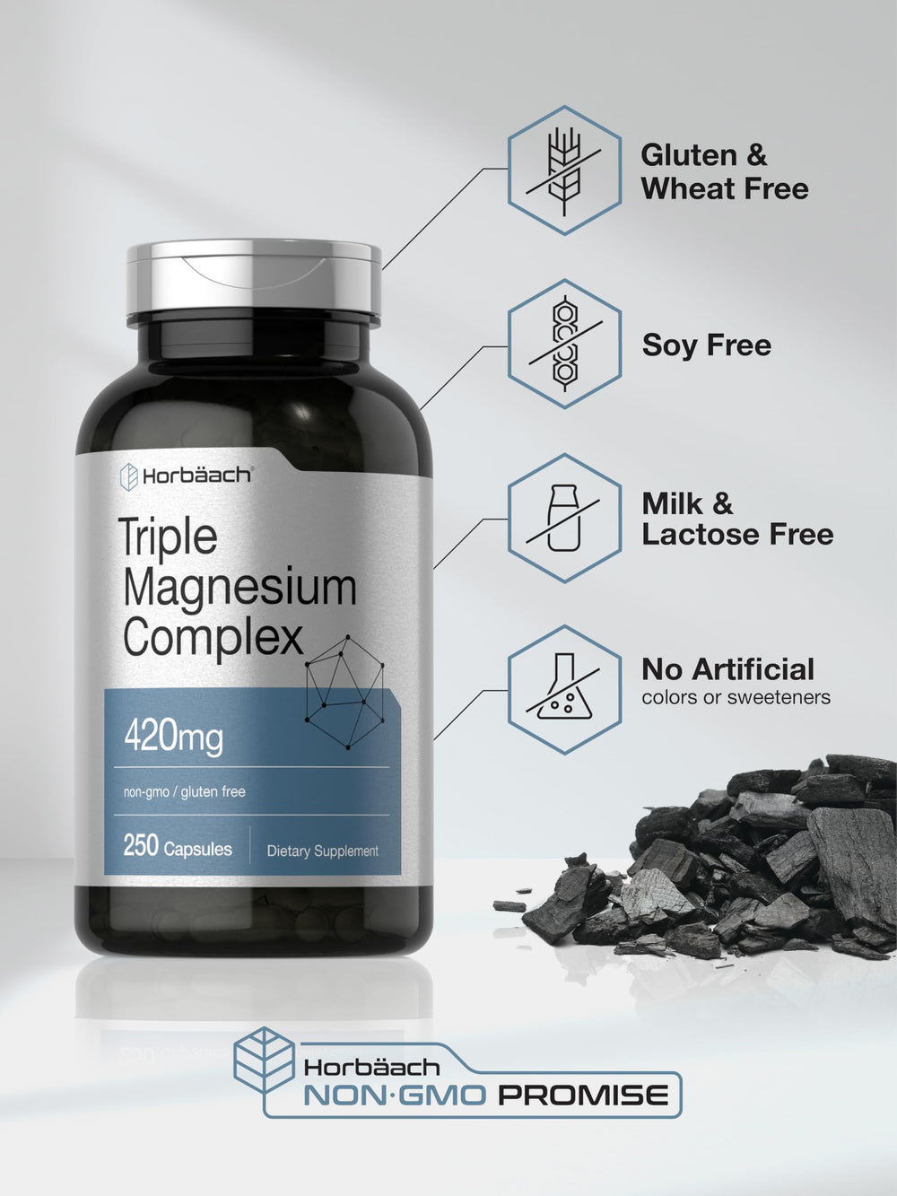 Horbäach label detail showing magnesium oxide, citrate, and aspartate.