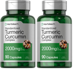 Horbäach Turmeric Curcumin 2000mg bottle front for daily wellness