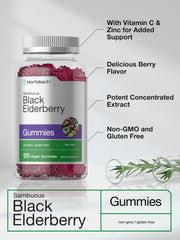 Label shows vegan, non-GMO, gluten-free status on Horbaach gummies.