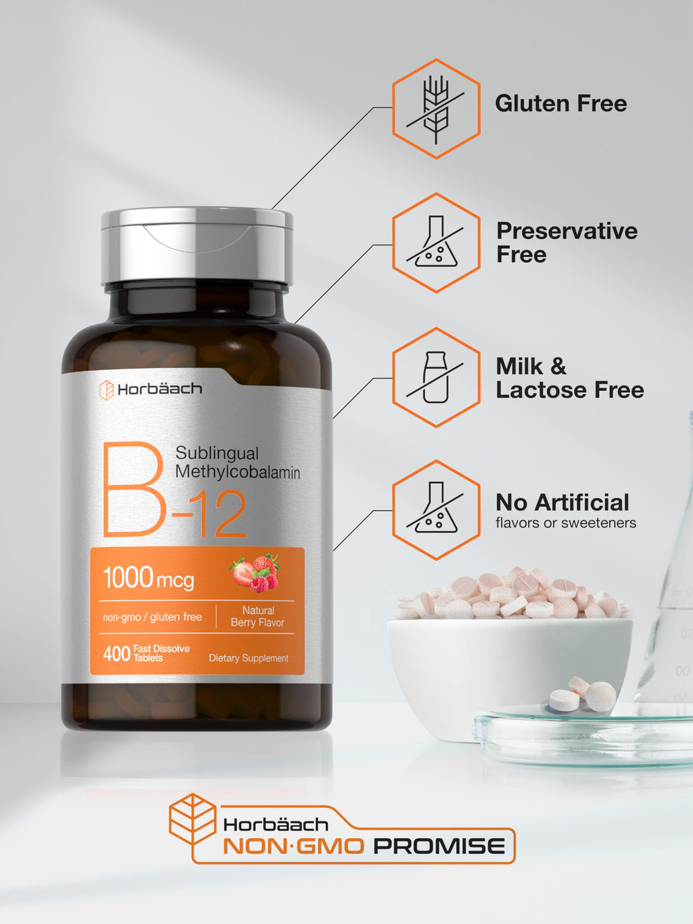 Horbaach Vitamin B12 lab-tested ingredients ensure quality.