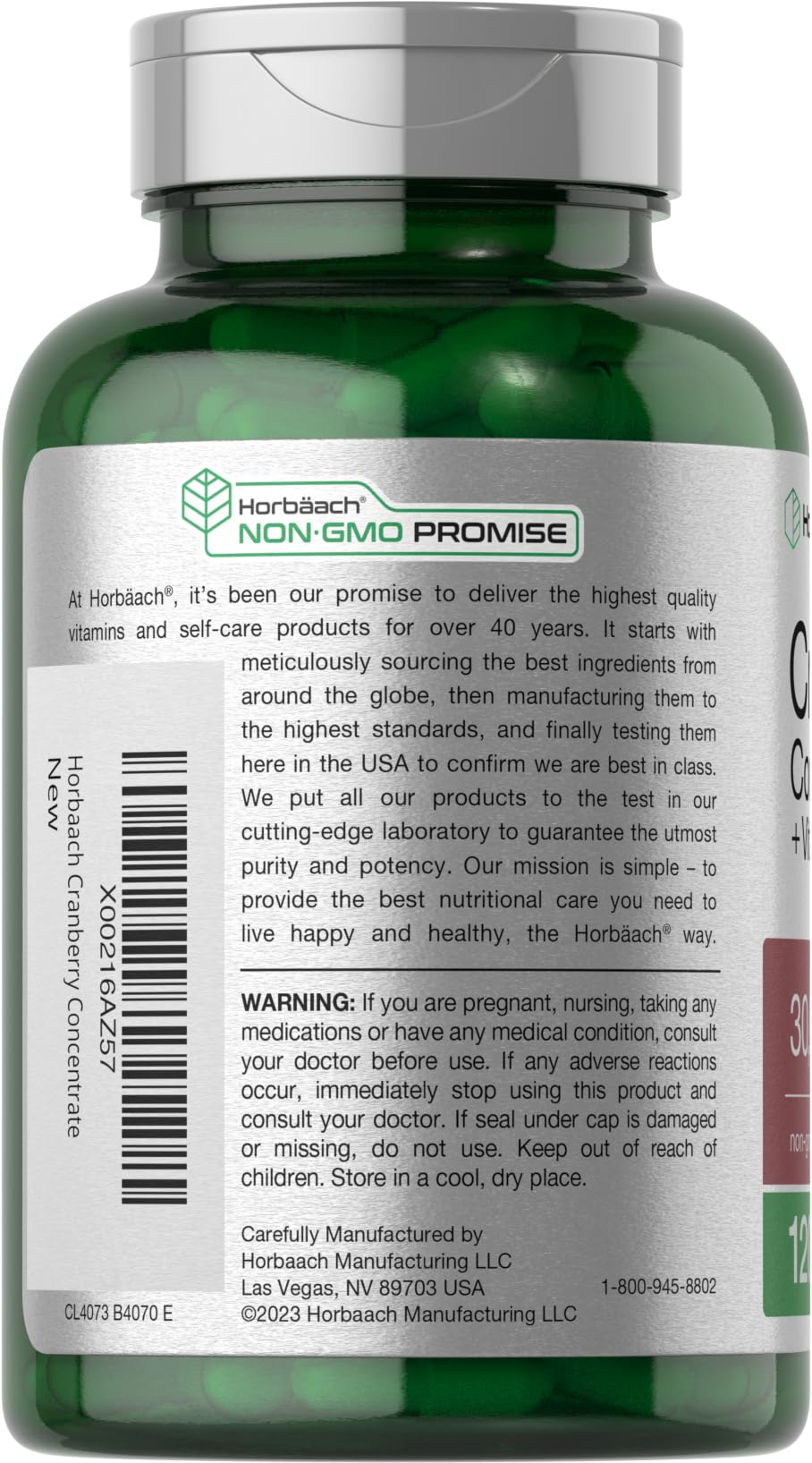 Horbäach Vitamin C 200 mg per serving highlighted for daily antioxidant support.
