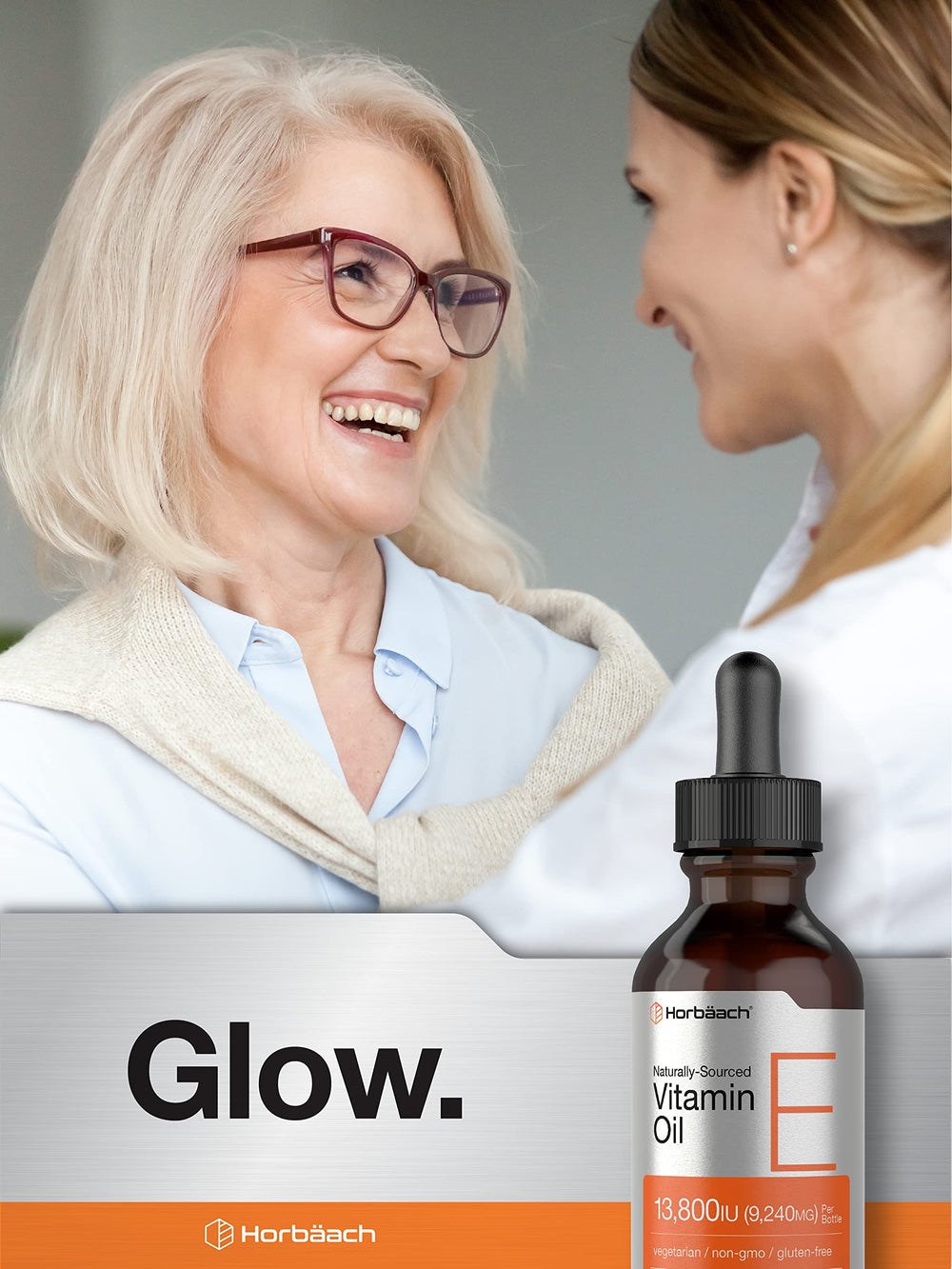 Horbäach Vitamin E Oil skin application photo illustrates quick absorption