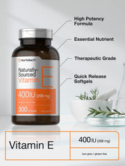 Horbäach Vitamin E quick-release softgels in blister pack.