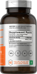 Horbäach Vitamin E softgel 268 mg contents highlighting potency.