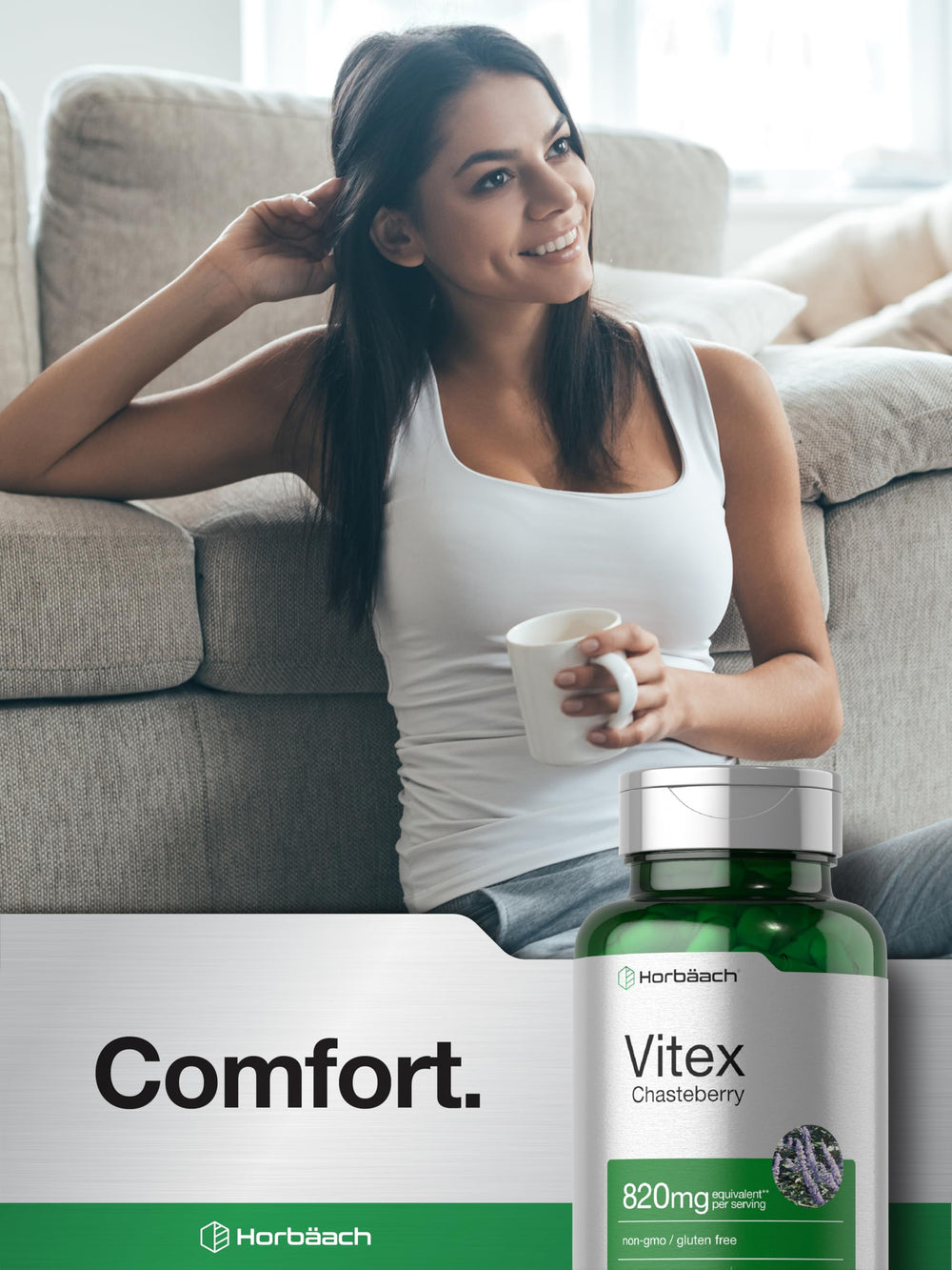 Horbäach Vitex Berry 820mg bottle in daily women’s wellness routine