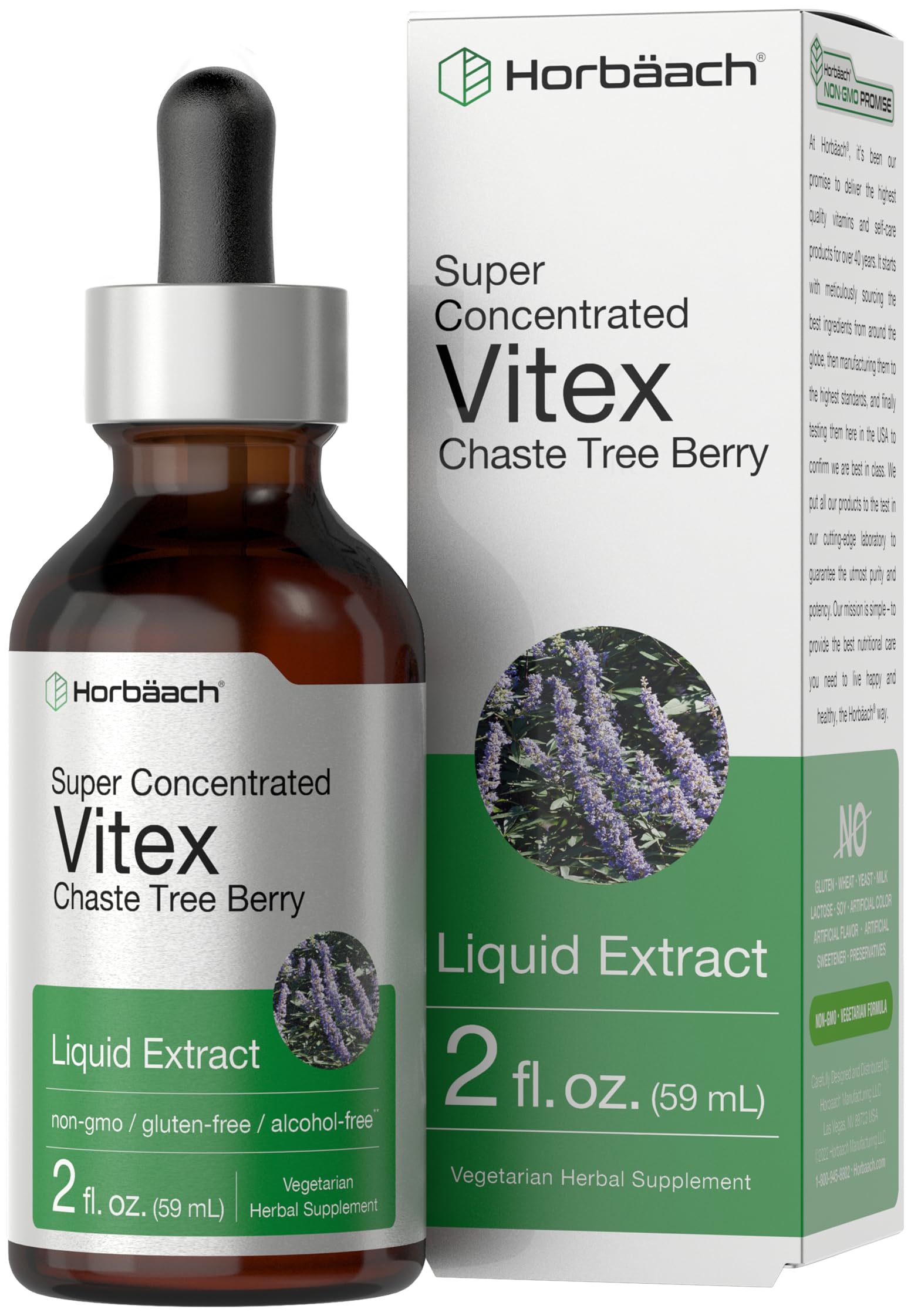 Horbäach Vitex Berry Extract bottle close-up for herbal balance support
