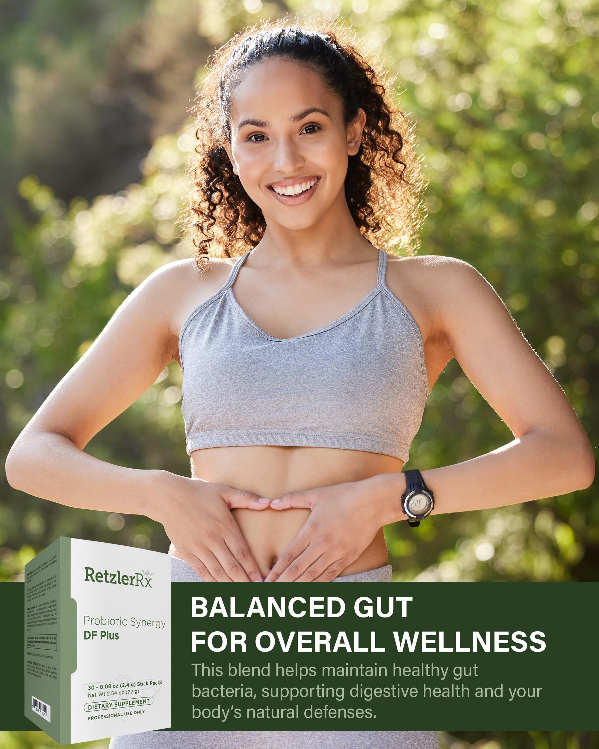 Daily routine scene with HormoneSynergy DF Plus sticks for gut support