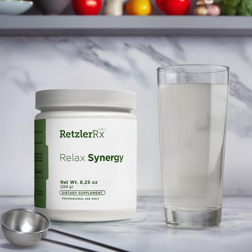 HormoneSynergy Relax Synergy highlighting myo-inositol and magnesium ingredients for balance.