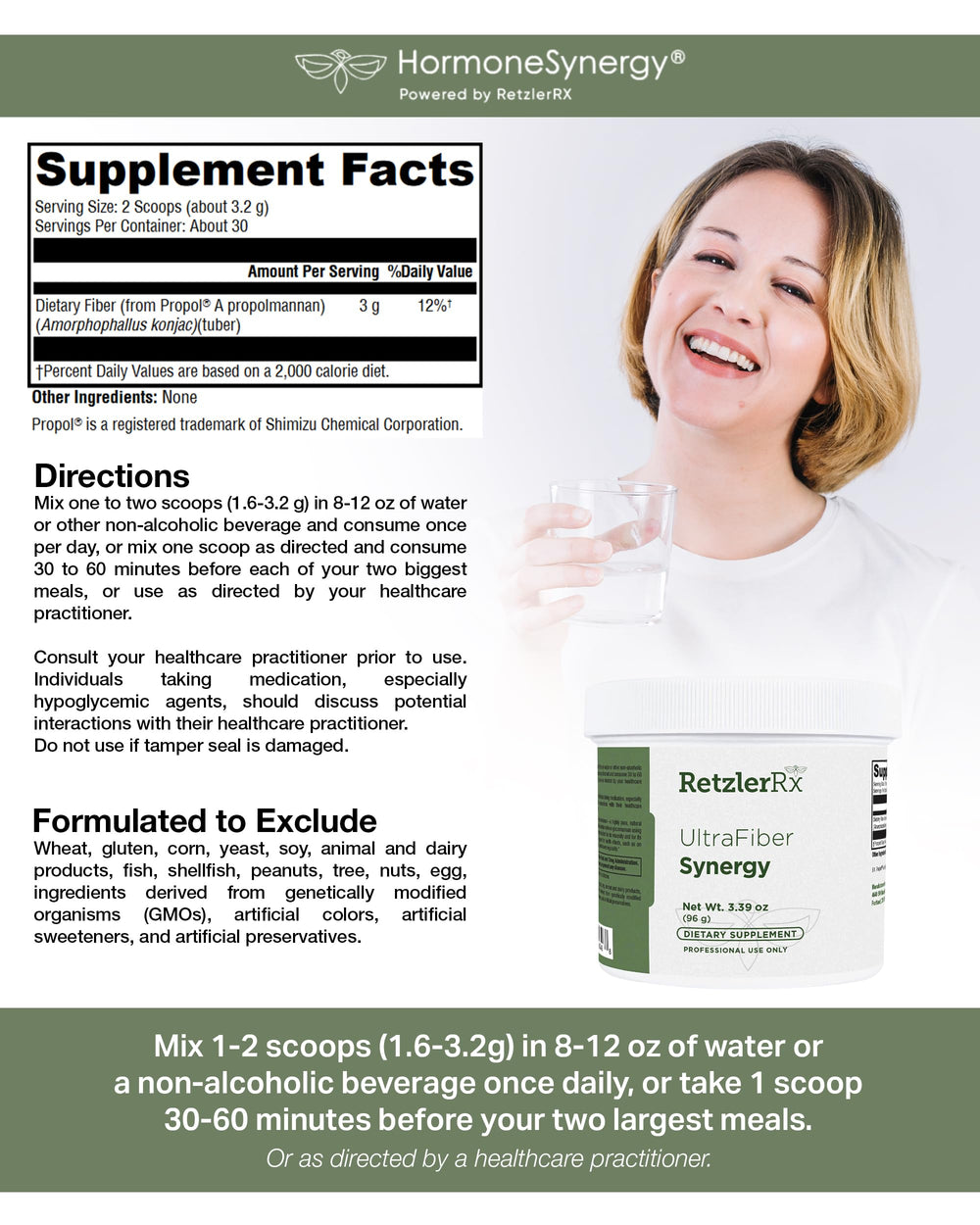 Smoothie prepared with HormoneSynergy Ultra Fiber Lean powder for potential satiety.