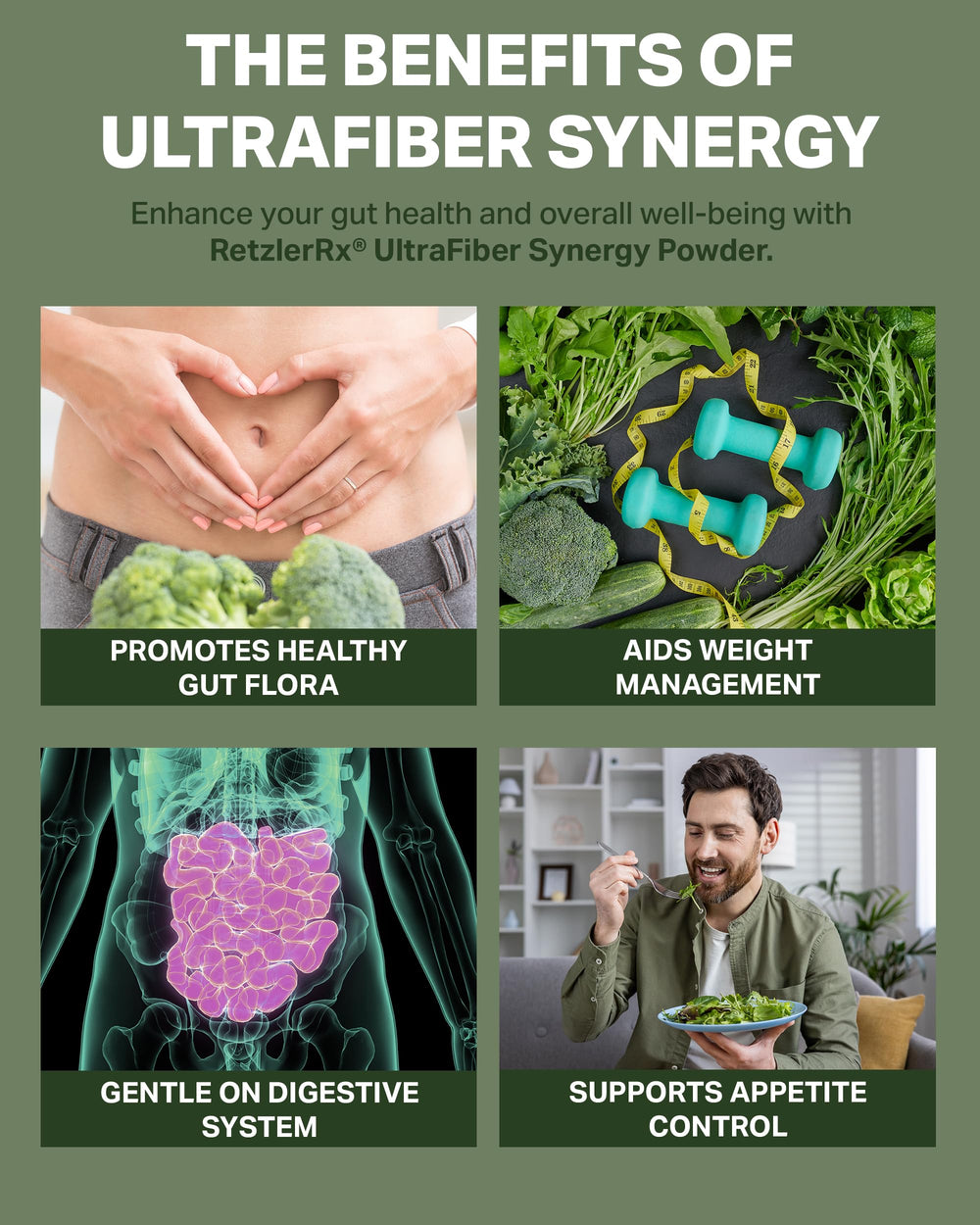 HormoneSynergy Ultra Fiber Lean powder sprinkled into yogurt.