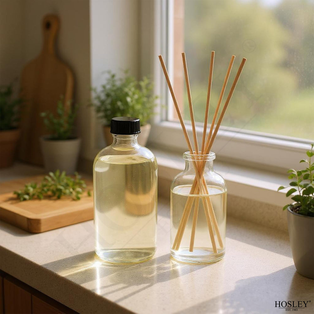 Hosley Vanilla Almond gift-ready diffuser refill set for home fragrance.