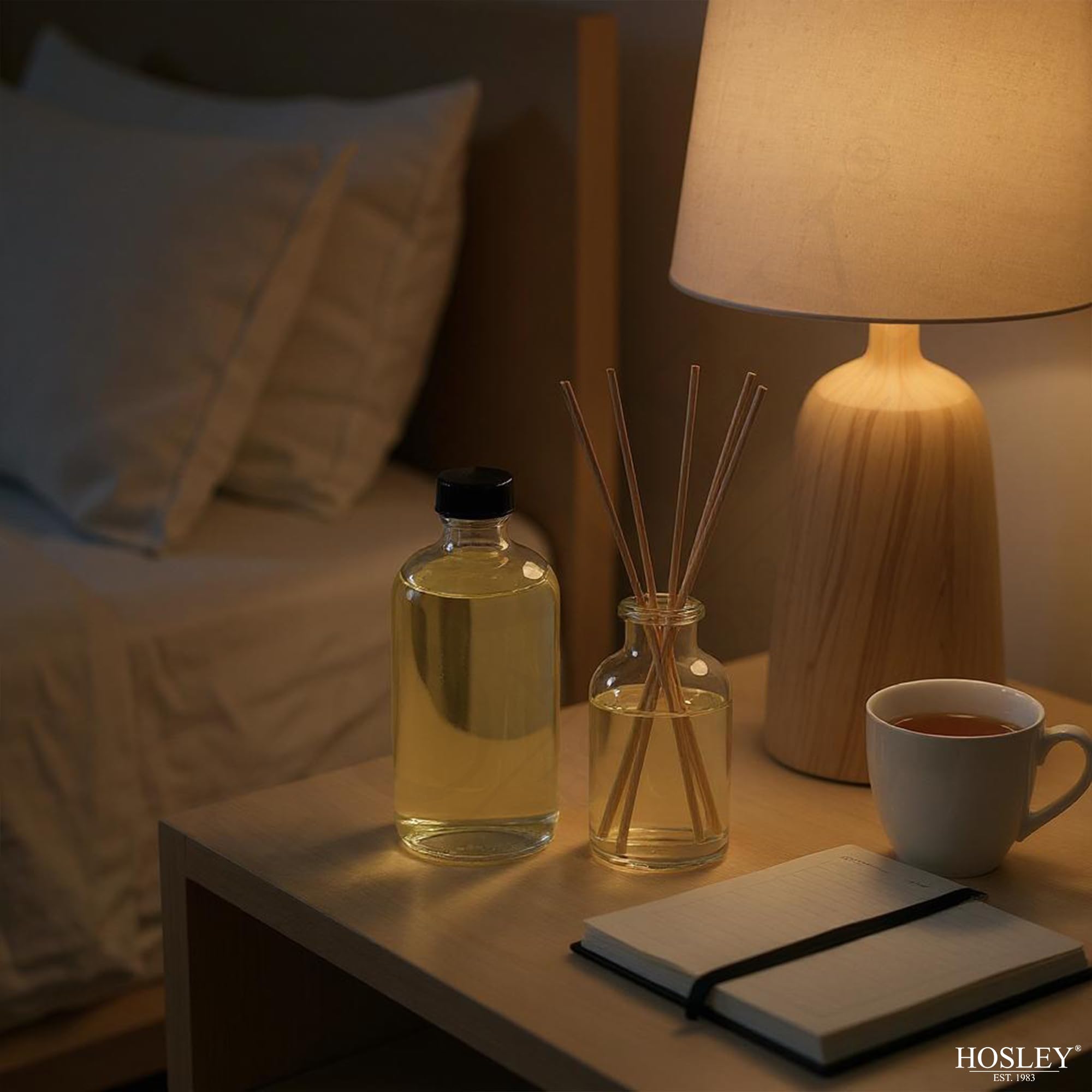 Hosley diffuser in hallway spreads subtle fragrance throughout the home.