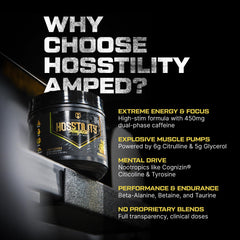 Hosstile Amped two-scoop serving shown for maximum energy and focus.