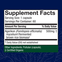 Host Defense Agarikon capsules bottle side view showing compact daily supplement